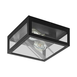 ALAMONTE plafondlamp 2xE27 zwart/glas - Nu ook online op Steenvoordeel